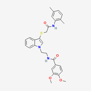 molecular formula C29H31N3O4S B2464070 N-{2-[3-({[(2,5-dimethylphenyl)carbamoyl]methyl}sulfanyl)-1H-indol-1-yl]ethyl}-3,4-dimethoxybenzamide CAS No. 497073-43-5