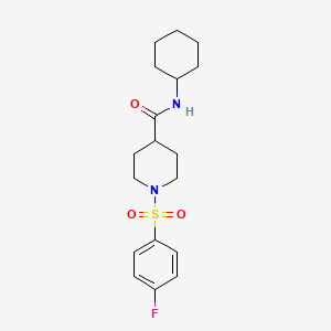 molecular formula C18H25FN2O3S B2464075 N-cyclohexyl-1-((4-fluorophenyl)sulfonyl)piperidine-4-carboxamide CAS No. 551931-54-5