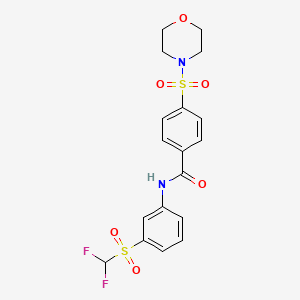 molecular formula C18H18F2N2O6S2 B2464076 N-(3-DIFLUOROMETHANESULFONYLPHENYL)-4-(MORPHOLINE-4-SULFONYL)BENZAMIDE CAS No. 690249-73-1