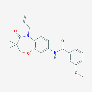 molecular formula C22H24N2O4 B2464080 N-(5-allyl-3,3-dimethyl-4-oxo-2,3,4,5-tetrahydrobenzo[b][1,4]oxazepin-8-yl)-3-methoxybenzamide CAS No. 921524-96-1