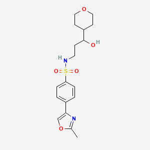 molecular formula C18H24N2O5S B2464090 N-(3-hydroxy-3-(tetrahydro-2H-pyran-4-yl)propyl)-4-(2-methyloxazol-4-yl)benzenesulfonamide CAS No. 2034539-57-4