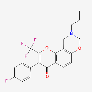 molecular formula C21H17F4NO3 B2464094 3-(4-fluorophenyl)-9-propyl-2-(trifluoromethyl)-9,10-dihydrochromeno[8,7-e][1,3]oxazin-4(8H)-one CAS No. 1010872-68-0