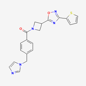 molecular formula C20H17N5O2S B2464107 (4-((1H-imidazol-1-yl)methyl)phenyl)(3-(3-(thiophen-2-yl)-1,2,4-oxadiazol-5-yl)azetidin-1-yl)methanone CAS No. 1327231-76-4