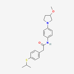 B2464113 2-(4-(isopropylthio)phenyl)-N-(4-(3-methoxypyrrolidin-1-yl)phenyl)acetamide CAS No. 1797088-20-0