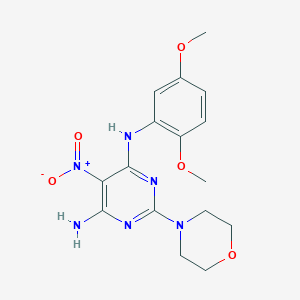 molecular formula C16H20N6O5 B2464177 N4-(2,5-dimethoxyphenyl)-2-(morpholin-4-yl)-5-nitropyrimidine-4,6-diamine CAS No. 674363-26-9