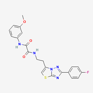 molecular formula C21H18FN5O3S B2464179 N1-(2-(2-(4-fluorophenyl)thiazolo[3,2-b][1,2,4]triazol-6-yl)ethyl)-N2-(3-methoxyphenyl)oxalamide CAS No. 894033-24-0