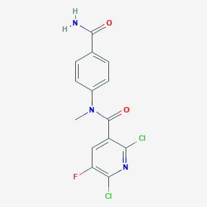 molecular formula C14H10Cl2FN3O2 B2464196 N-(4-carbamoylphenyl)-2,6-dichloro-5-fluoro-N-methylpyridine-3-carboxamide CAS No. 1356709-98-2