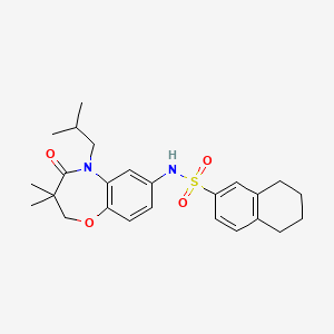 molecular formula C25H32N2O4S B2464251 N-(5-isobutyl-3,3-dimethyl-4-oxo-2,3,4,5-tetrahydrobenzo[b][1,4]oxazepin-7-yl)-5,6,7,8-tetrahydronaphthalene-2-sulfonamide CAS No. 921915-35-7