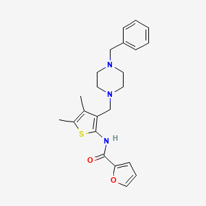 molecular formula C23H27N3O2S B2464261 N-(3-((4-benzylpiperazin-1-yl)methyl)-4,5-dimethylthiophen-2-yl)furan-2-carboxamide CAS No. 618408-69-8
