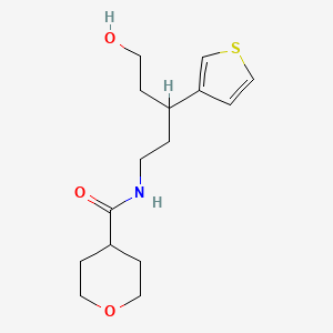 N-(5-hydroxy-3-(thiophen-3-yl)pentyl)tetrahydro-2H-pyran-4-carboxamide