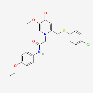 molecular formula C23H23ClN2O4S B2464272 2-(2-(((4-chlorophenyl)thio)methyl)-5-methoxy-4-oxopyridin-1(4H)-yl)-N-(4-ethoxyphenyl)acetamide CAS No. 920411-04-7