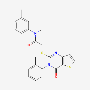 molecular formula C23H21N3O2S2 B2464313 N-methyl-N-(3-methylphenyl)-2-{[3-(2-methylphenyl)-4-oxo-3,4-dihydrothieno[3,2-d]pyrimidin-2-yl]sulfanyl}acetamide CAS No. 1291857-15-2