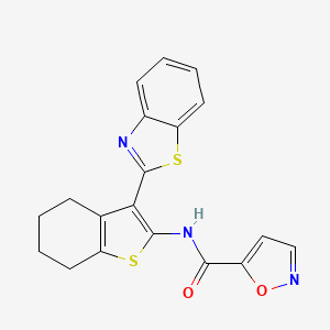 molecular formula C19H15N3O2S2 B2464317 N-[3-(1,3-benzothiazol-2-yl)-4,5,6,7-tetrahydro-1-benzothiophen-2-yl]-1,2-oxazole-5-carboxamide CAS No. 941957-42-2