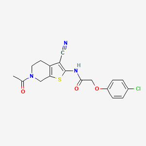molecular formula C18H16ClN3O3S B2464320 N-(6-acetyl-3-cyano-4,5,6,7-tetrahydrothieno[2,3-c]pyridin-2-yl)-2-(4-chlorophenoxy)acetamide CAS No. 864859-23-4