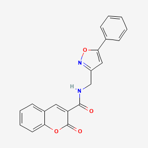 molecular formula C20H14N2O4 B2464330 2-oxo-N-((5-phenylisoxazol-3-yl)methyl)-2H-chromene-3-carboxamide CAS No. 946209-99-0