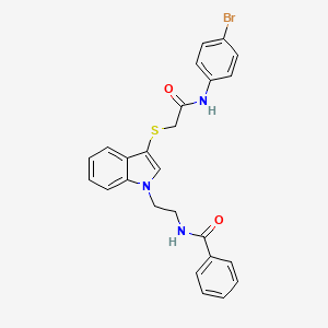 molecular formula C25H22BrN3O2S B2464332 N-(2-(3-((2-((4-bromophenyl)amino)-2-oxoethyl)thio)-1H-indol-1-yl)ethyl)benzamide CAS No. 532969-72-5