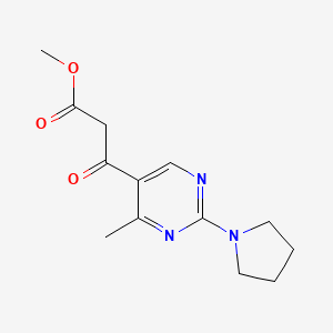 molecular formula C13H17N3O3 B2464336 Methyl 3-(4-methyl-2-(pyrrolidin-1-yl)pyrimidin-5-yl)-3-oxopropanoate CAS No. 1219551-43-5