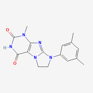 molecular formula C16H17N5O2 B2464337 8-(3,5-Dimethylphenyl)-1-methyl-1,3,5-trihydroimidazolidino[1,2-h]purine-2,4-d ione CAS No. 893955-92-5