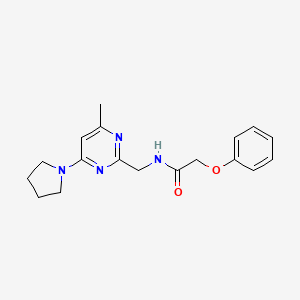 molecular formula C18H22N4O2 B2464342 N-((4-methyl-6-(pyrrolidin-1-yl)pyrimidin-2-yl)methyl)-2-phenoxyacetamide CAS No. 1796962-96-3