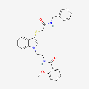 molecular formula C27H27N3O3S B2464345 N-[2-(3-{[(benzylcarbamoyl)methyl]sulfanyl}-1H-indol-1-yl)ethyl]-2-methoxybenzamide CAS No. 862826-17-3
