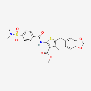 molecular formula C24H24N2O7S2 B2464348 methyl 5-[(2H-1,3-benzodioxol-5-yl)methyl]-2-[4-(dimethylsulfamoyl)benzamido]-4-methylthiophene-3-carboxylate CAS No. 476366-22-0