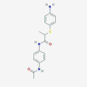 molecular formula C17H19N3O2S B2464365 N-[4-(Acetylamino)phenyl]-2-[(4-aminophenyl)thio]-propanamide CAS No. 913250-52-9