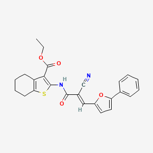 molecular formula C25H22N2O4S B2464370 ethyl 2-[(2E)-2-cyano-3-(5-phenylfuran-2-yl)prop-2-enamido]-4,5,6,7-tetrahydro-1-benzothiophene-3-carboxylate CAS No. 303794-02-7