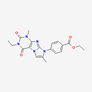 molecular formula C20H21N5O4 B2464381 ethyl 4-{3-ethyl-1,7-dimethyl-2,4-dioxo-1H,2H,3H,4H,8H-imidazo[1,2-g]purin-8-yl}benzoate CAS No. 887467-95-0