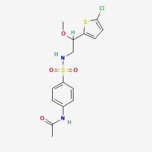 molecular formula C15H17ClN2O4S2 B2464394 N-(4-(N-(2-(5-chlorothiophen-2-yl)-2-methoxyethyl)sulfamoyl)phenyl)acetamide CAS No. 2034529-98-9