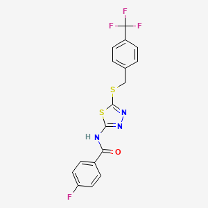 4-fluoro-N-(5-((4-(trifluoromethyl)benzyl)thio)-1,3,4-thiadiazol-2-yl)benzamide
