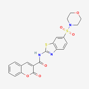 molecular formula C21H17N3O6S2 B2464409 N-(6-(morpholinosulfonyl)benzo[d]thiazol-2-yl)-2-oxo-2H-chromene-3-carboxamide CAS No. 713093-40-4