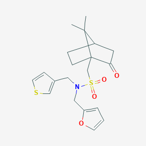 1-(7,7-dimethyl-2-oxobicyclo[2.2.1]heptan-1-yl)-N-(furan-2-ylmethyl)-N-(thiophen-3-ylmethyl)methanesulfonamide