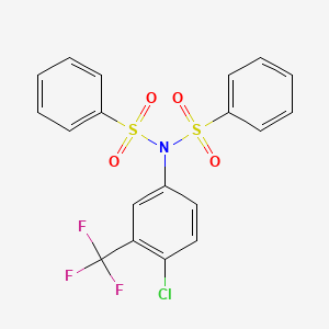 molecular formula C19H13ClF3NO4S2 B2464459 N-(benzenesulfonyl)-N-[4-chloro-3-(trifluoromethyl)phenyl]benzenesulfonamide CAS No. 854035-98-6