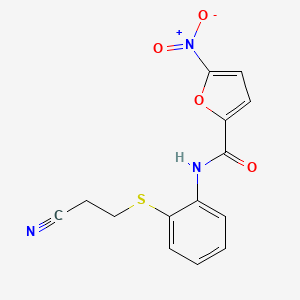 molecular formula C14H11N3O4S B2464461 N-(2-((2-cyanoethyl)thio)phenyl)-5-nitrofuran-2-carboxamide CAS No. 477498-01-4