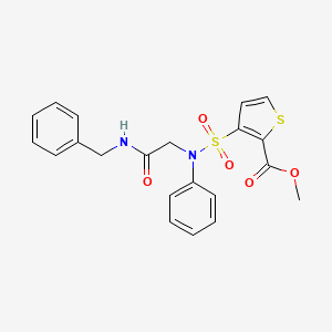 molecular formula C21H20N2O5S2 B2464492 methyl 3-{[(benzylcarbamoyl)methyl](phenyl)sulfamoyl}thiophene-2-carboxylate CAS No. 895265-05-1