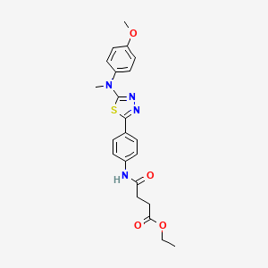 molecular formula C22H24N4O4S B2464502 Ethyl 4-((4-(5-((4-methoxyphenyl)(methyl)amino)-1,3,4-thiadiazol-2-yl)phenyl)amino)-4-oxobutanoate CAS No. 1021023-67-5