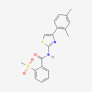molecular formula C19H18N2O3S2 B2464526 N-(4-(2,4-dimethylphenyl)thiazol-2-yl)-2-(methylsulfonyl)benzamide CAS No. 896362-25-7