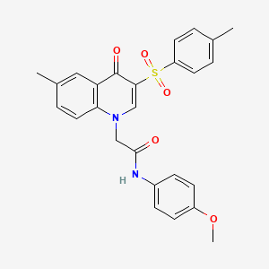 molecular formula C26H24N2O5S B2464529 N-(4-methoxyphenyl)-2-[6-methyl-3-(4-methylbenzenesulfonyl)-4-oxo-1,4-dihydroquinolin-1-yl]acetamide CAS No. 902584-72-9