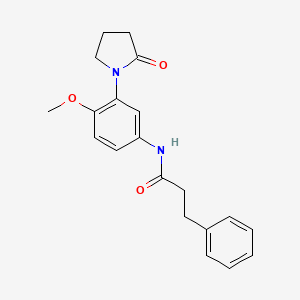 molecular formula C20H22N2O3 B2464577 N-[4-methoxy-3-(2-oxopyrrolidin-1-yl)phenyl]-3-phenylpropanamide CAS No. 941993-92-6