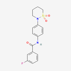molecular formula C17H17FN2O3S B2464586 N-[4-(1,1-dioxo-1lambda6,2-thiazinan-2-yl)phenyl]-3-fluorobenzamide CAS No. 899976-01-3