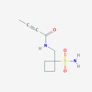 molecular formula C9H14N2O3S B2464613 N-[(1-Sulfamoylcyclobutyl)methyl]but-2-ynamide CAS No. 2284359-83-5