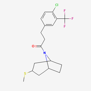 3-(4-chloro-3-(trifluoromethyl)phenyl)-1-((1R,5S)-3-(methylthio)-8-azabicyclo[3.2.1]octan-8-yl)propan-1-one
