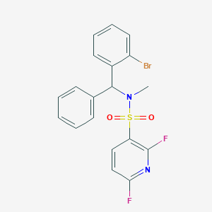 molecular formula C19H15BrF2N2O2S B2464701 N-[(2-Bromophenyl)-phenylmethyl]-2,6-difluoro-N-methylpyridine-3-sulfonamide CAS No. 2361842-91-1