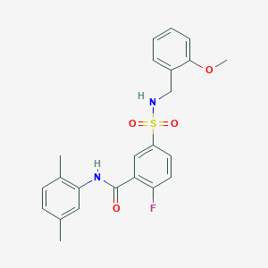 molecular formula C23H23FN2O4S B2464704 N-(2,5-dimethylphenyl)-2-fluoro-5-(N-(2-methoxybenzyl)sulfamoyl)benzamide CAS No. 451499-39-1