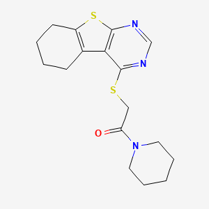 1-(Piperidin-1-yl)-2-(5,6,7,8-tetrahydro[1]benzothieno[2,3-d]pyrimidin-4-ylsulfanyl)ethanone