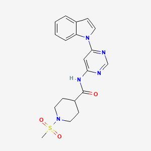 molecular formula C19H21N5O3S B2464763 N-(6-(1H-indol-1-yl)pyrimidin-4-yl)-1-(methylsulfonyl)piperidine-4-carboxamide CAS No. 1428355-88-7