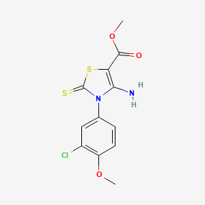 molecular formula C12H11ClN2O3S2 B2464768 methyl 4-amino-3-(3-chloro-4-methoxyphenyl)-2-sulfanylidene-2,3-dihydro-1,3-thiazole-5-carboxylate CAS No. 689772-45-0