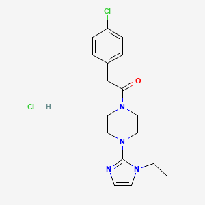 molecular formula C17H22Cl2N4O B2464777 2-(4-chlorophenyl)-1-(4-(1-ethyl-1H-imidazol-2-yl)piperazin-1-yl)ethanone hydrochloride CAS No. 1189676-23-0