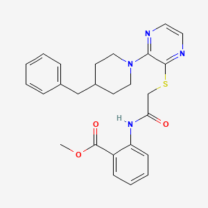 molecular formula C26H28N4O3S B2464797 methyl 2-(2-{[3-(4-benzylpiperidin-1-yl)pyrazin-2-yl]sulfanyl}acetamido)benzoate CAS No. 1116007-27-2