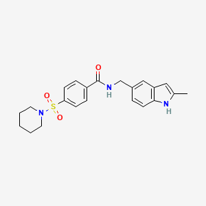 N-[(2-methyl-1H-indol-5-yl)methyl]-4-piperidin-1-ylsulfonylbenzamide
